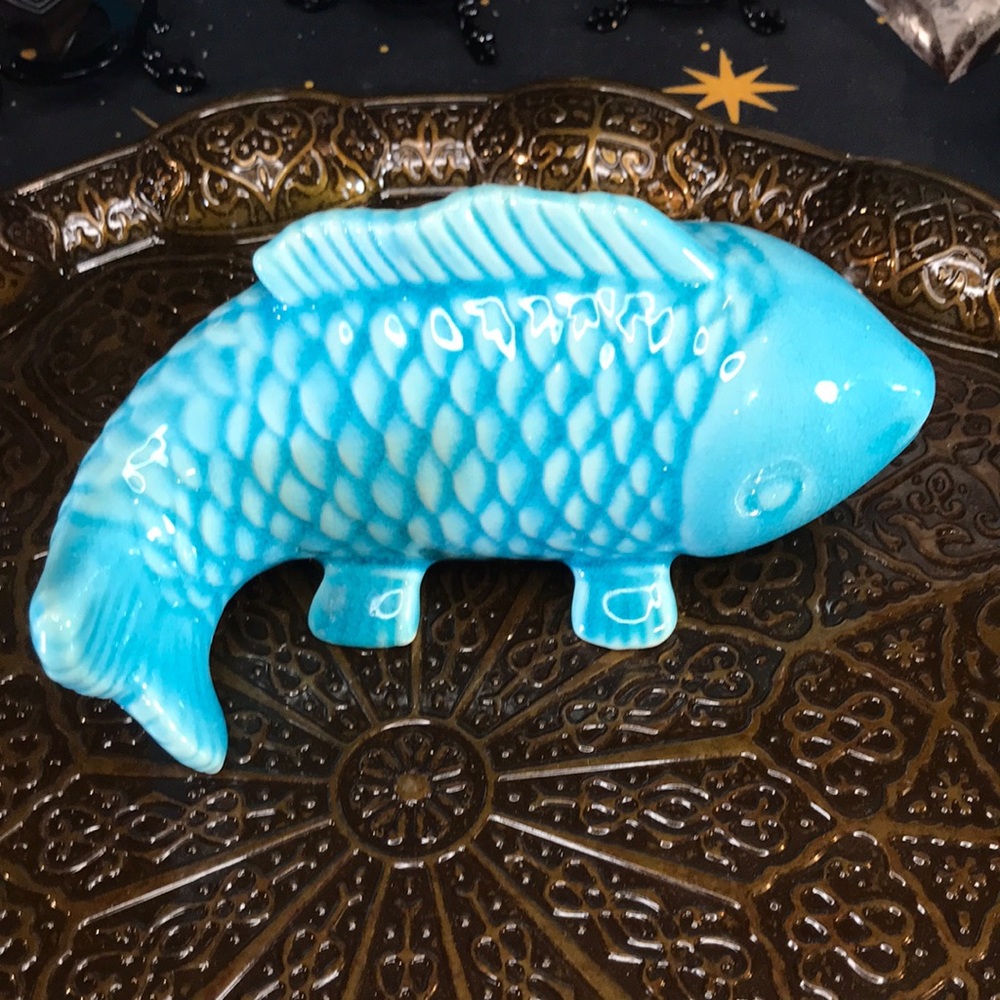 Turquoise Ceramic Fish Figurine
